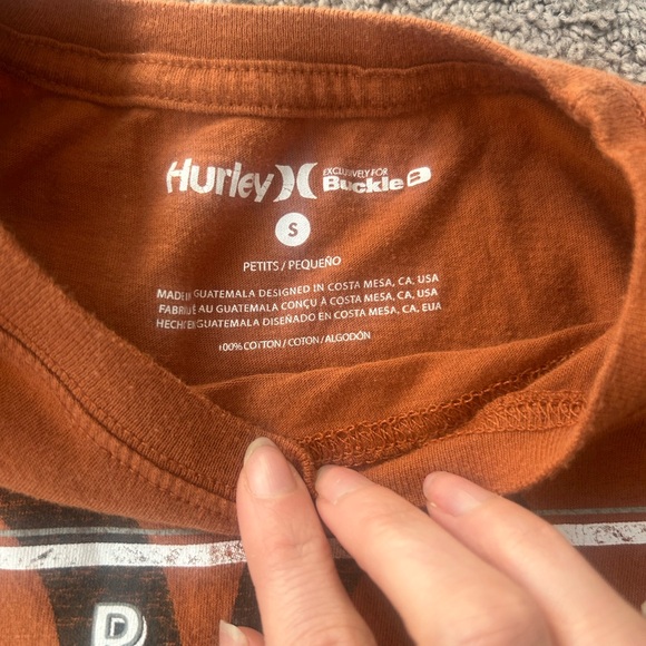 Hurley Orange 3/4 Sleeve Logo Tee | Surf Skate Casual Shirt | Size S - Picture 4 of 8